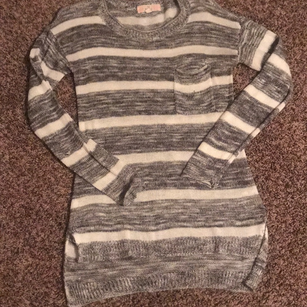 Grey and white stripped sweater